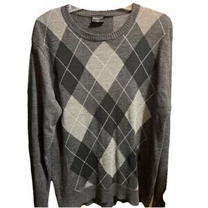 Ablanche Vintage Mens L Fit Sweater Gray Argyle Acrylic Pullover Outdoor Travel